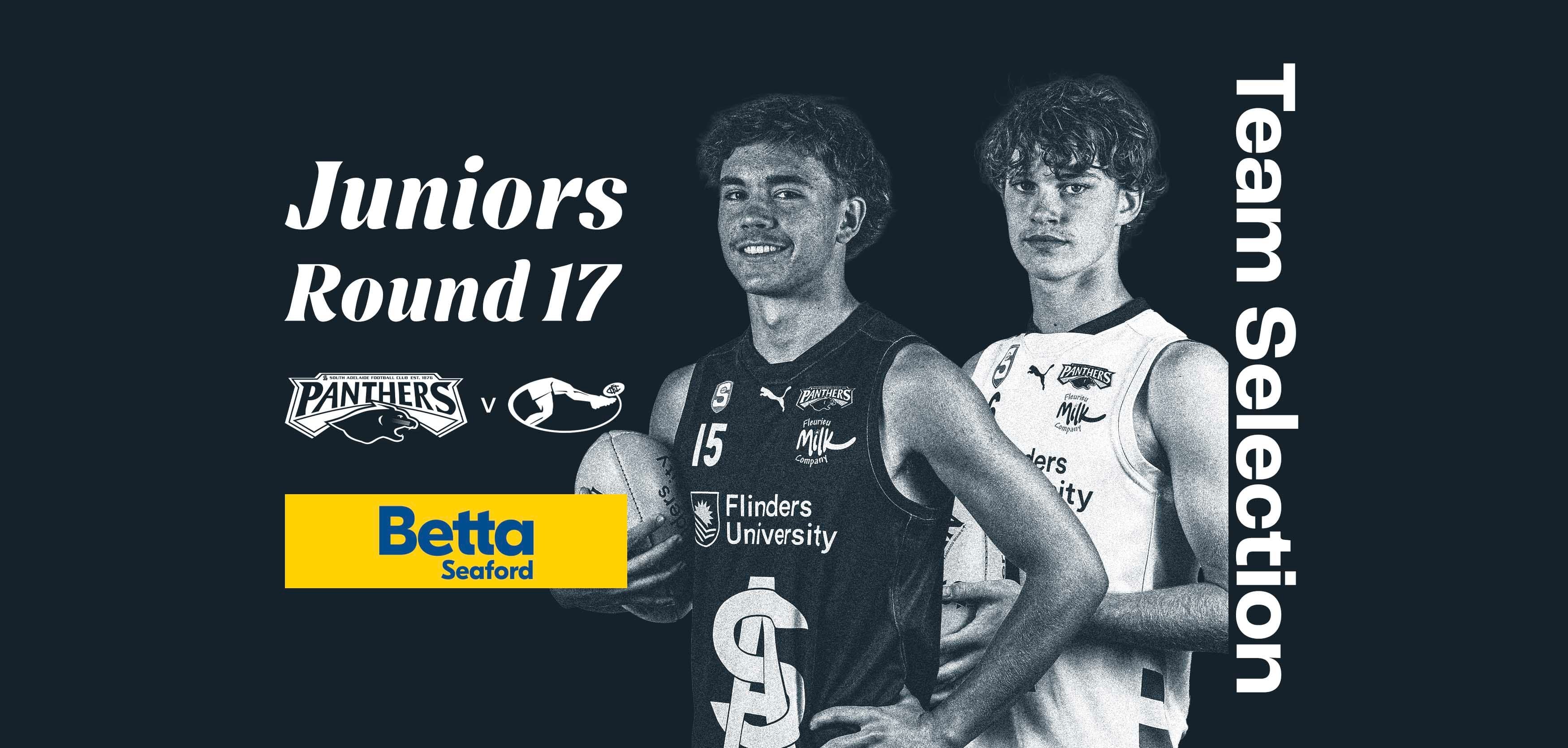 BETTA Team Selection: Juniors Round 17 v Redlegs BETTA Team Selection: Juniors Round 17 v Redlegs